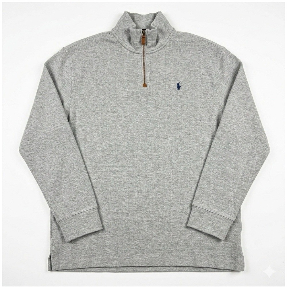 Polo Ralph Lauren Men Gray Quarter Zip Pullover Sweatshirt XL